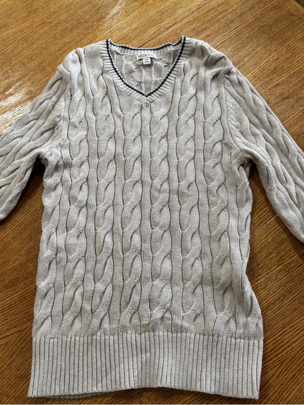 Merona Light Gray Cable-Knit V-Neck Sweater